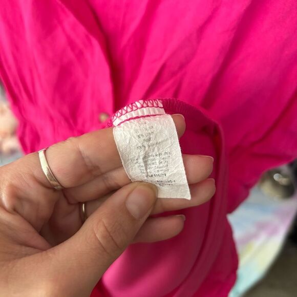 GILLI size medium Sleeveless Pink Jumpsuit linen blend hot pink - Picture 6 of 7